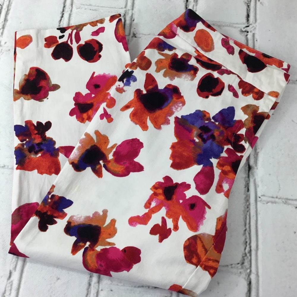 Chico’s 1.0 Pink Floral Pant Capri Cropped Sz 6-8